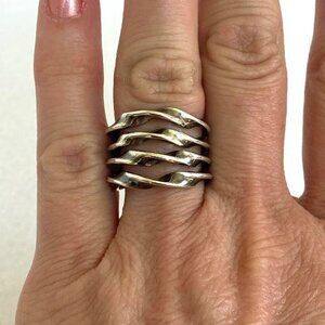 Sterling Silver 925 DDD Mexico Dominique Dinouart Twisted Wide Band Ring Sz 5.5